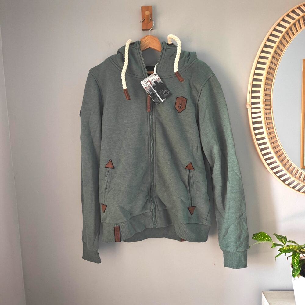 NWT Naketano Schwarzkopf IV Men’s Green Melange Zip Hoodie M